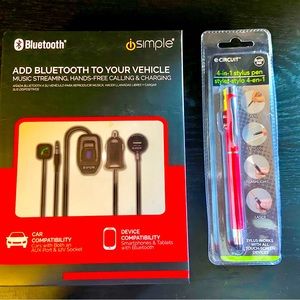 NWOT Add Bluetooth with AUX & 12v socket-never out of box plus New 4 in 1 stylus